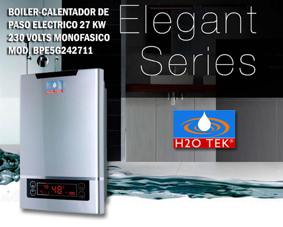 BOILER-CALENTADOR DE PASO ELECTRICO 27 KW 230 VOLTS MONOFASICO MARCA H2OTEK  MOD. BPE5G242711 - H2otek